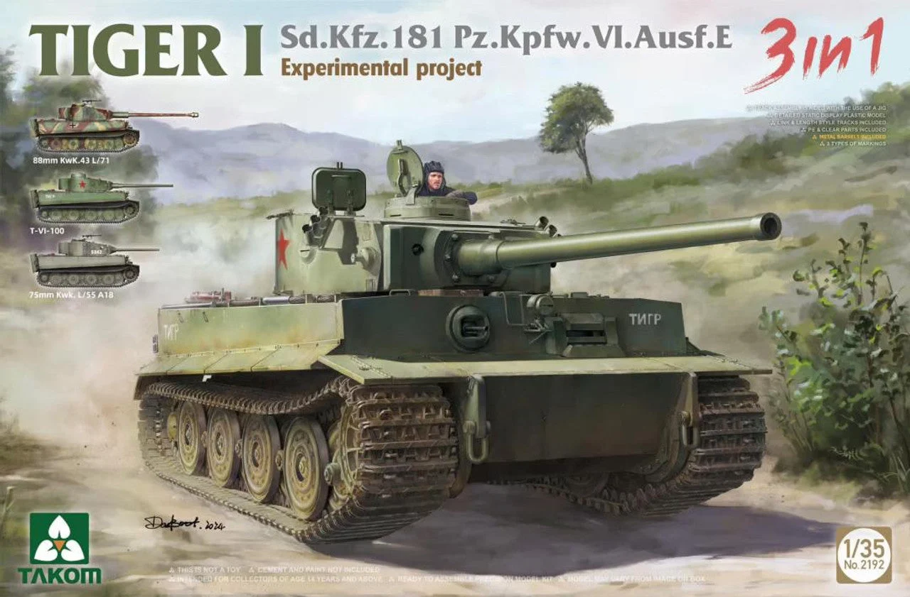 Takom 1/35 Takom Tiger I Sd.Kfz.181 Ausf.E Experimental Plastic Model Kit