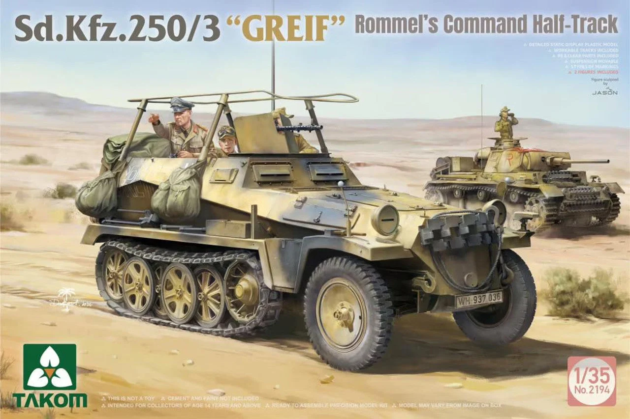 Takom 1/35 Takom Sd.Kfz.250/3 GREIF Rommel's Command Half-Track Plastic Model Kit