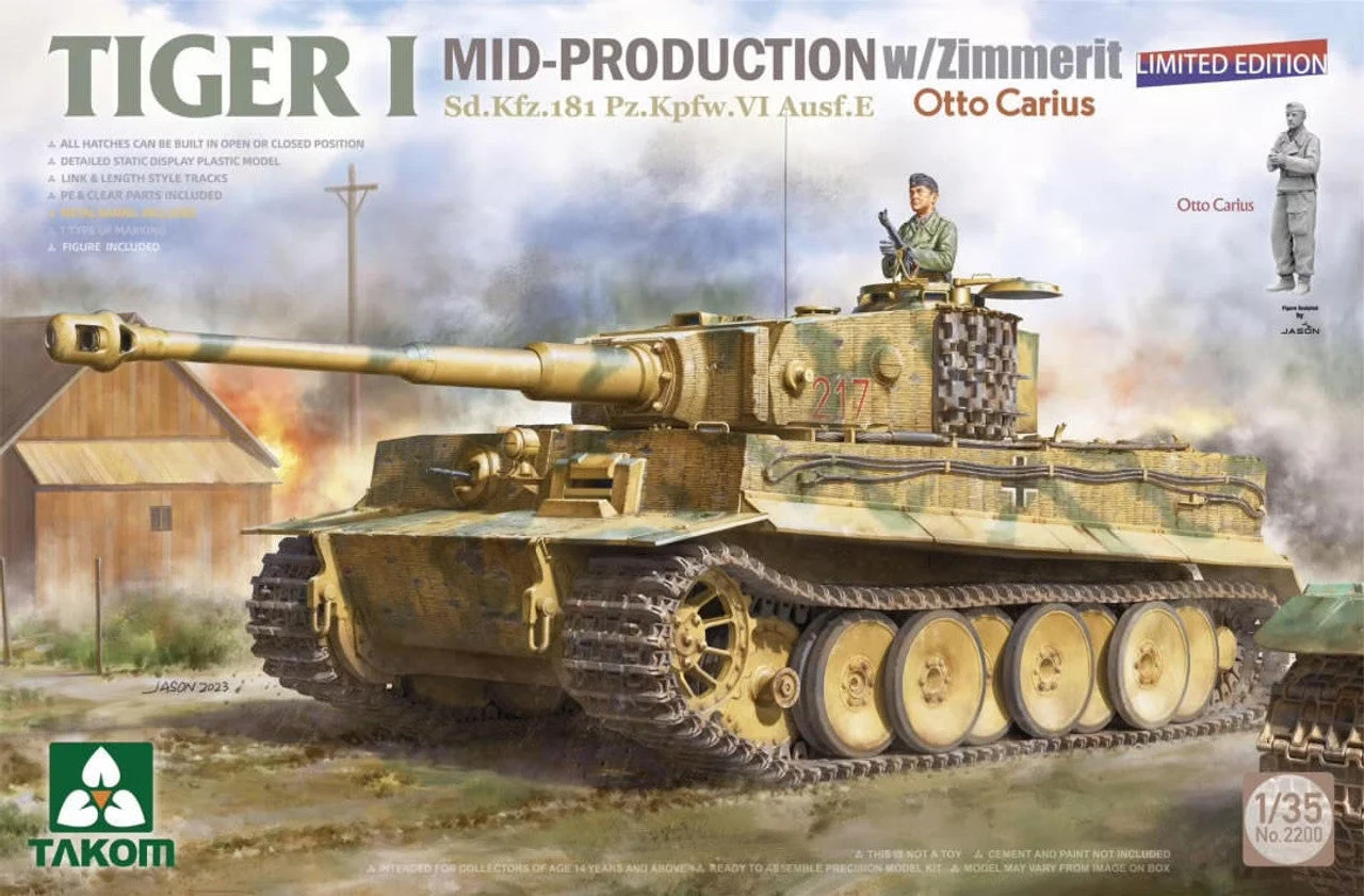 Takom 1/35 Takom Tiger I Mid Production Ausf. E w/Zimmerit Plastic Model Kit