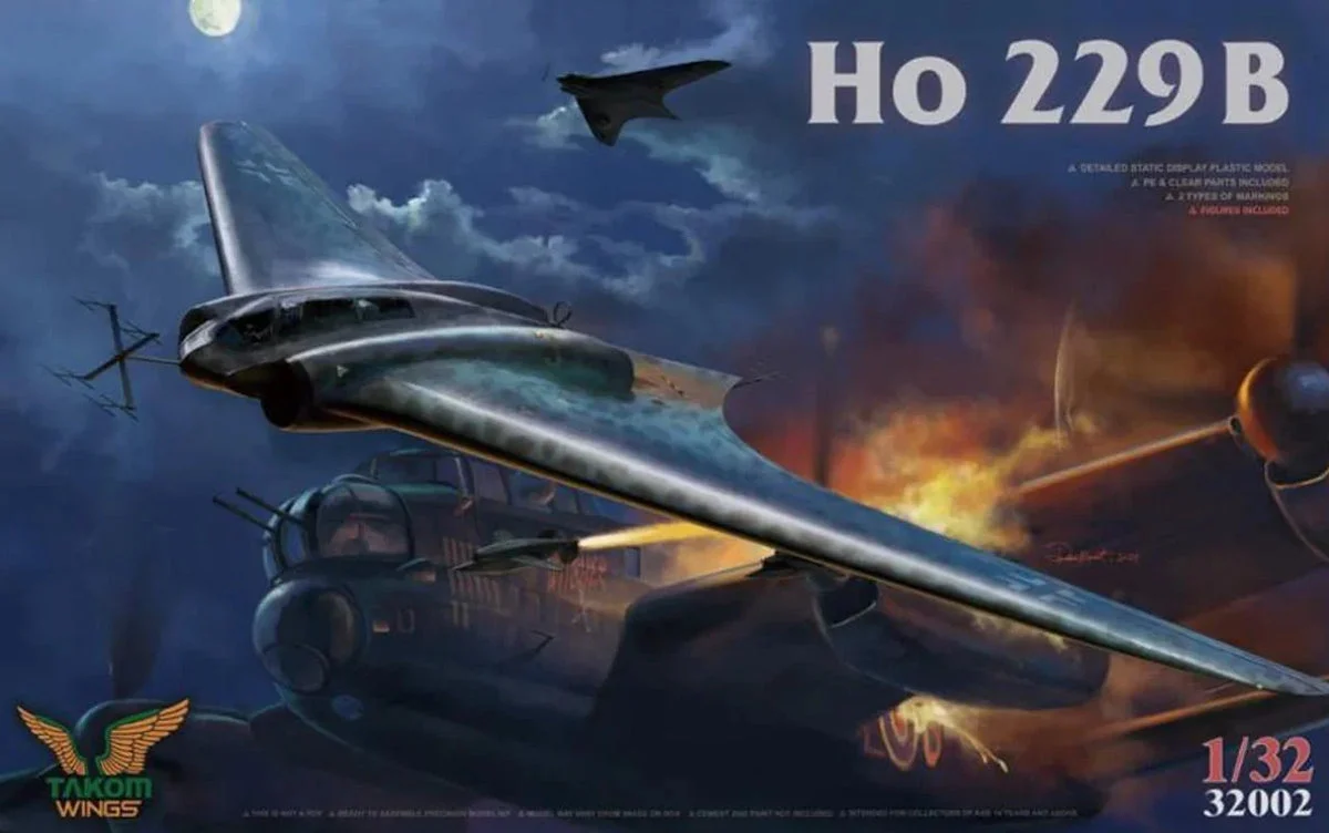 1/32 Takom Wings Horten Ho 229B Flying Wing Plastic Model Kit - Takom Models