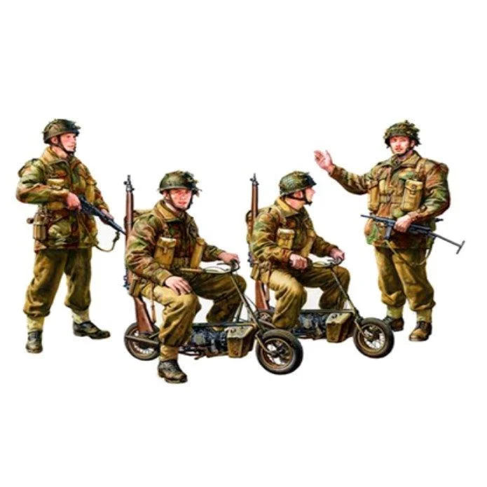 1/35 British Paratroopers (4) w/2 Small Motorcycles - Tamiya