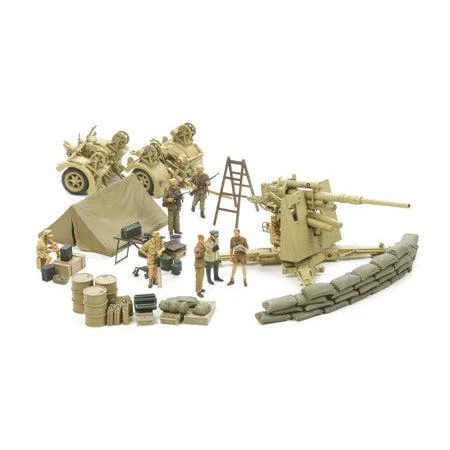 1/48 German 88mm FlaK 37 Gun w/8 Crew Siege of Tobruk - Tamiya