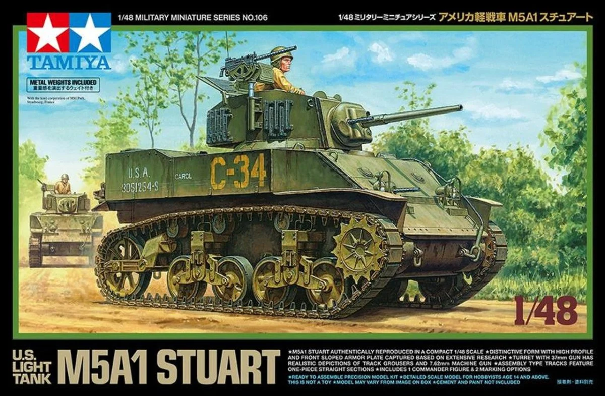 Tamiya 1/48 Us Light Tank M5A1 Stuart - 32606