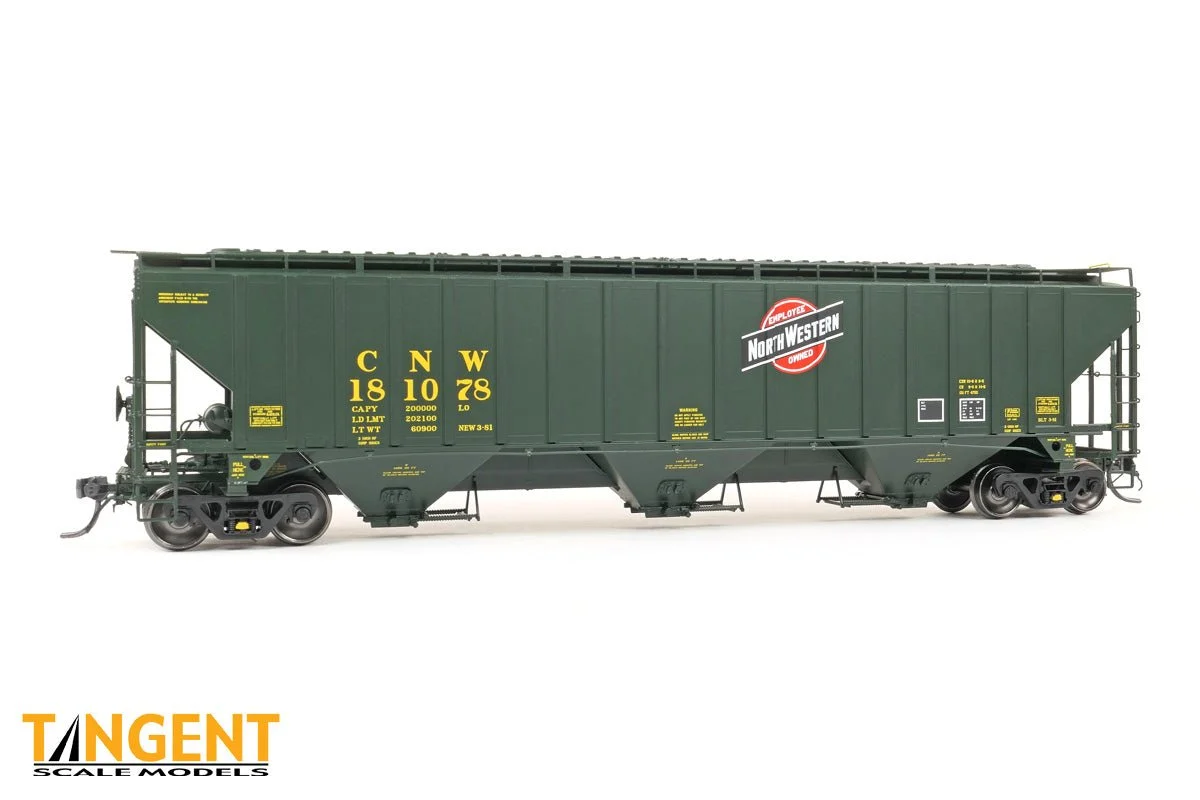 Tangent HO #181042 Chicago and North Western (CNW) â€œDelivery Greenâ€ 3-1981 PS4750 Covered Hopper