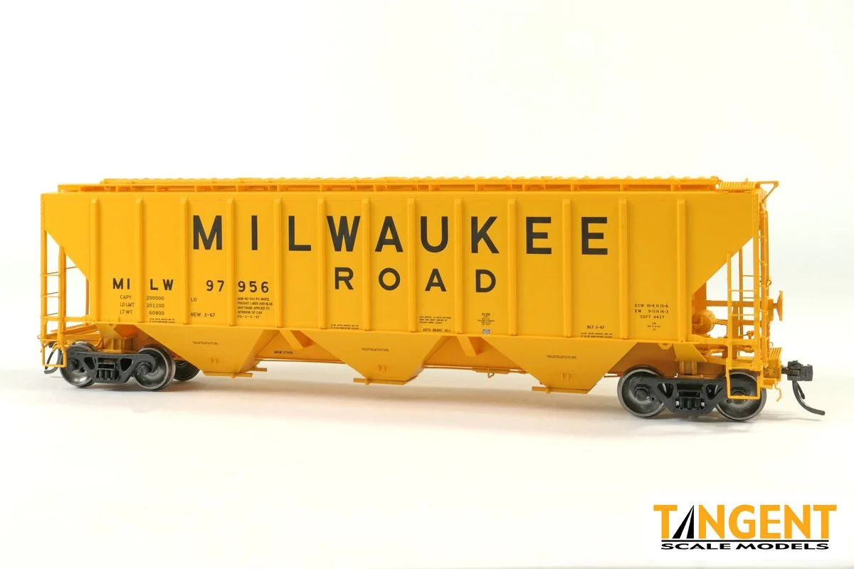 Tangent HO Milwaukee “Delivery 3-1967” PS4427 “High Side” Covered Hopper #97963