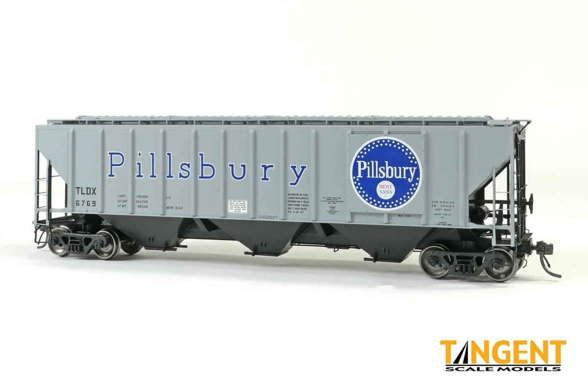 Tangent HO TLDX “Delivery Pillsbury 3-1967” PS4427 “High Side” Covered Hopper #6769