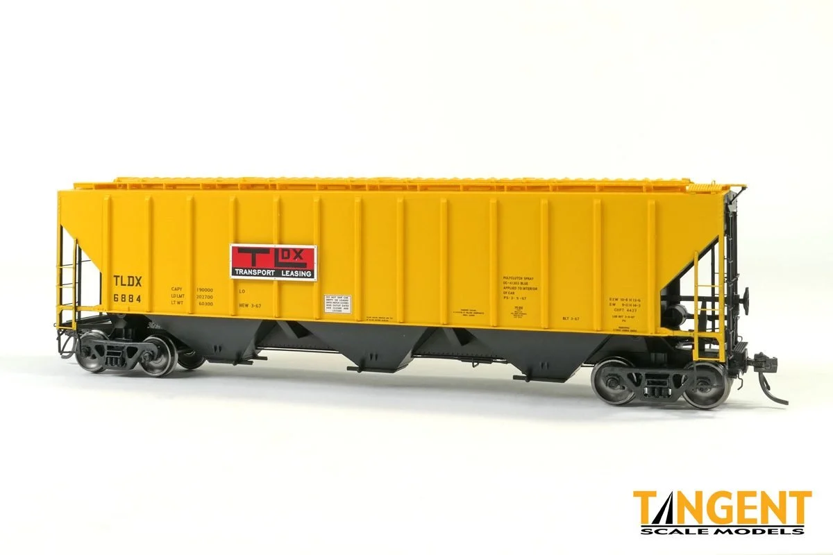 Tangent HO TLDX “Delivery Yellow Lease 3-1967” PS4427 “High Side” Covered Hopper #6887