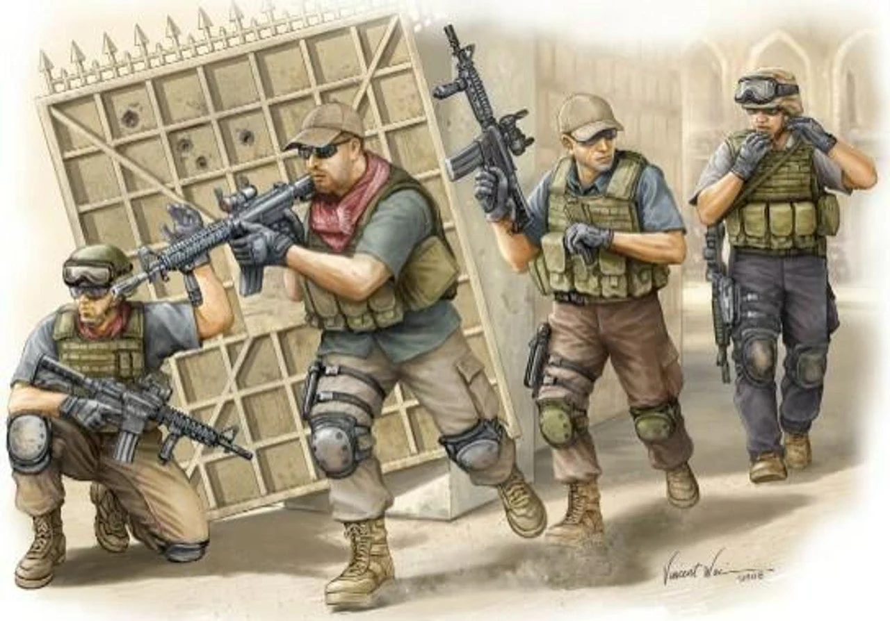 Trumpeter 1/35 Trumpeter PMC Fire Movement Team in Iraq Figure Set (4)