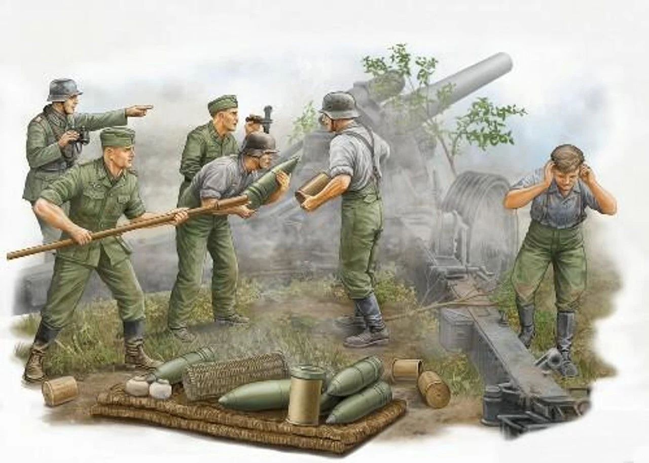 Trumpeter 1/35 Trumpeter German Field Howitzer Firing Crew Figure Set (5)