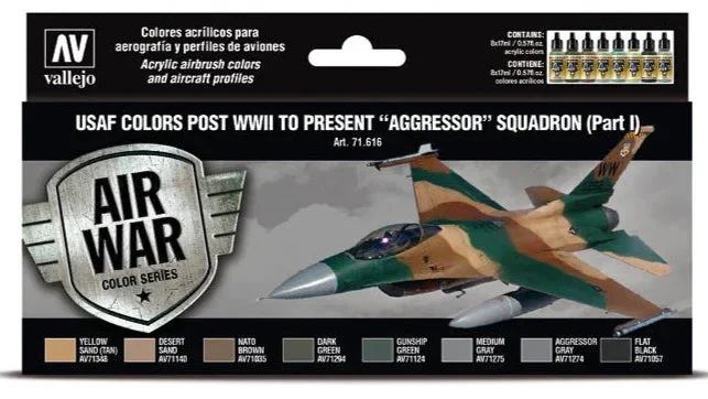 Vallejo 17ml Set of 8 USAF colors post WWII to present “Aggressor” Squadron (Part I) - 71616