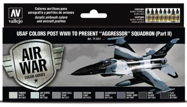 Vallejo 17ml Set of 8 USAF colors post WWII to present “Aggressor” Squadron (Part II) - 71617