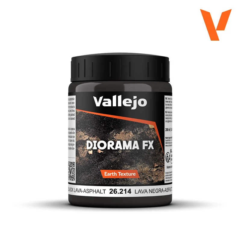 Vallejo Black Lava-Asphalt Earth Texture Diorama Effect 200ml Bottle