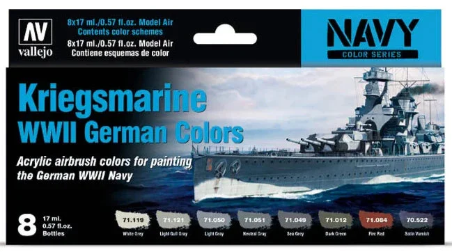 Vallejo 17ml Set of 8 Kriegsmarine WWII German Colors - 71615