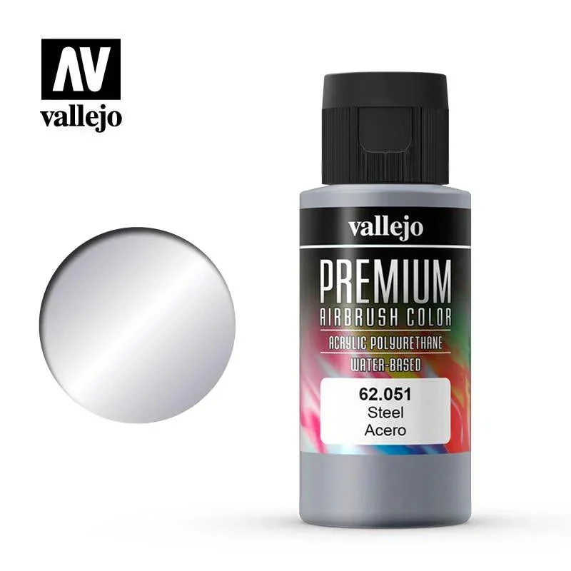 Vallejo Premium Airbrush Color Steel 60ml 62051