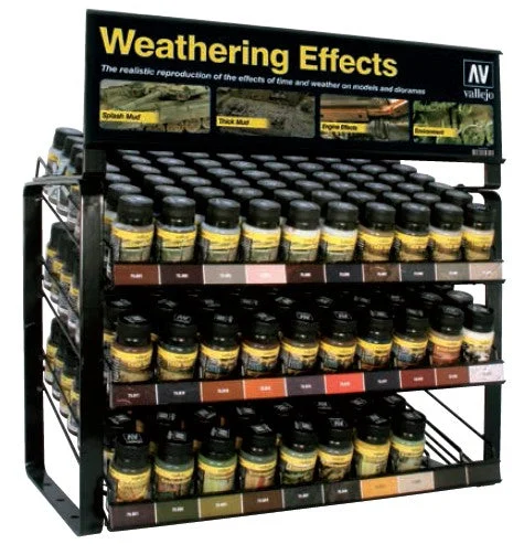 Vallejo Weathering Effects Full Line With Display Rack - 28 Colors 6 Each - 168 Bottles