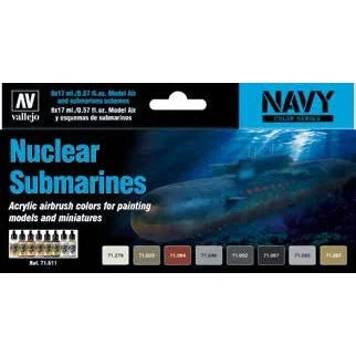 17ml Bottle Navy Nuclear Submarines Model Air Paint Set (8 Colors) - Vallejo