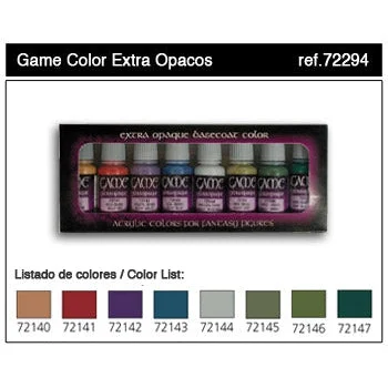 17ml Bottle Extra Opaque Game Color Paint Set (8 Colors) - Vallejo