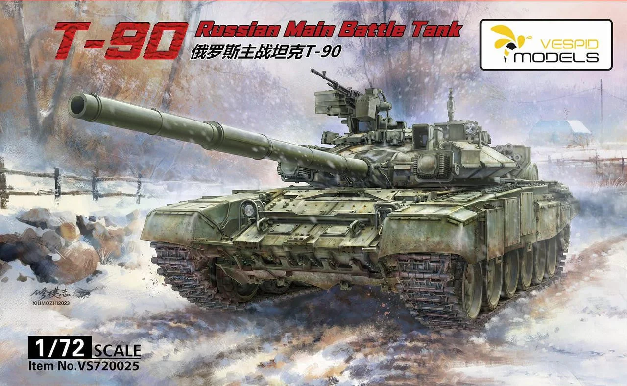 Vespid 1/72 T-90 Russian Main Battle Tank w/3D printed parts & Metal tow cable