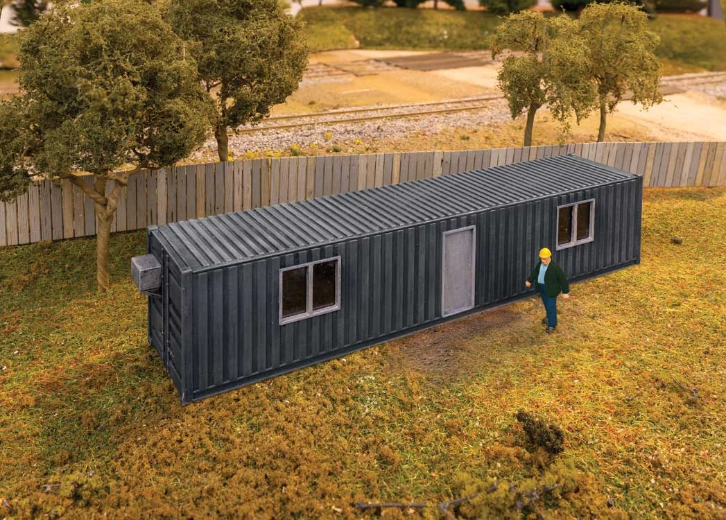 Walthers Cornerstone HO Scale Transload Mobile Office Kit – Shipping Container Office Structure – 933-4188