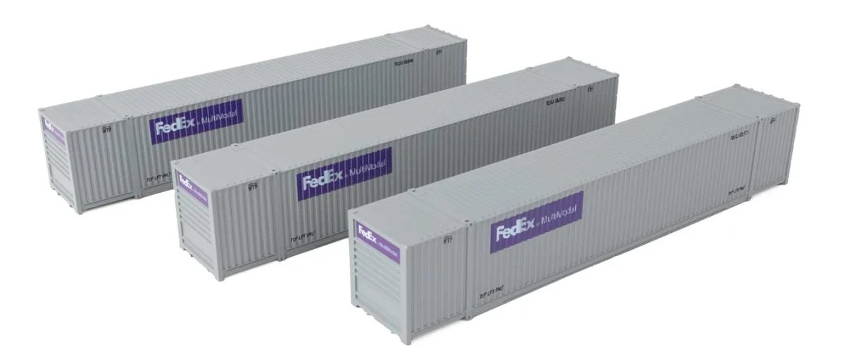 Walthers HO 53' Fedex Express Multimodal Singamas Corrugated Side Container 3-Pack #18503 | 949-18503