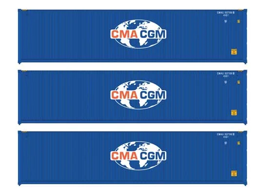 Walthers HO CMA-CGM 40' Fully Corrugated Container 3-Pack #18251 | 949-18251