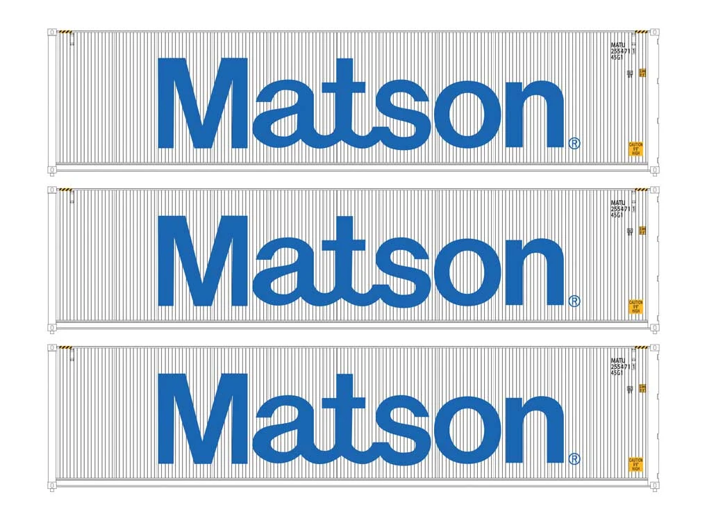 Walthers HO Matson 40' Fully Corrugated Container 3-Pack #18253 | 949-18253