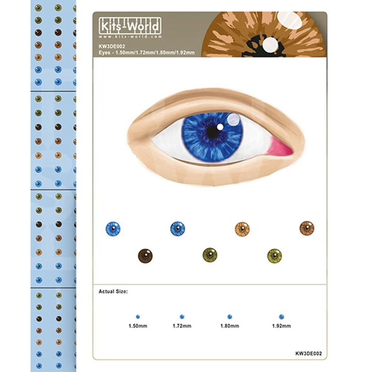 Kits World 3D Human Eyeballs Waterslide Decals 1.50mm, 1.72mm, 1.80mm, 1.92mm (336)