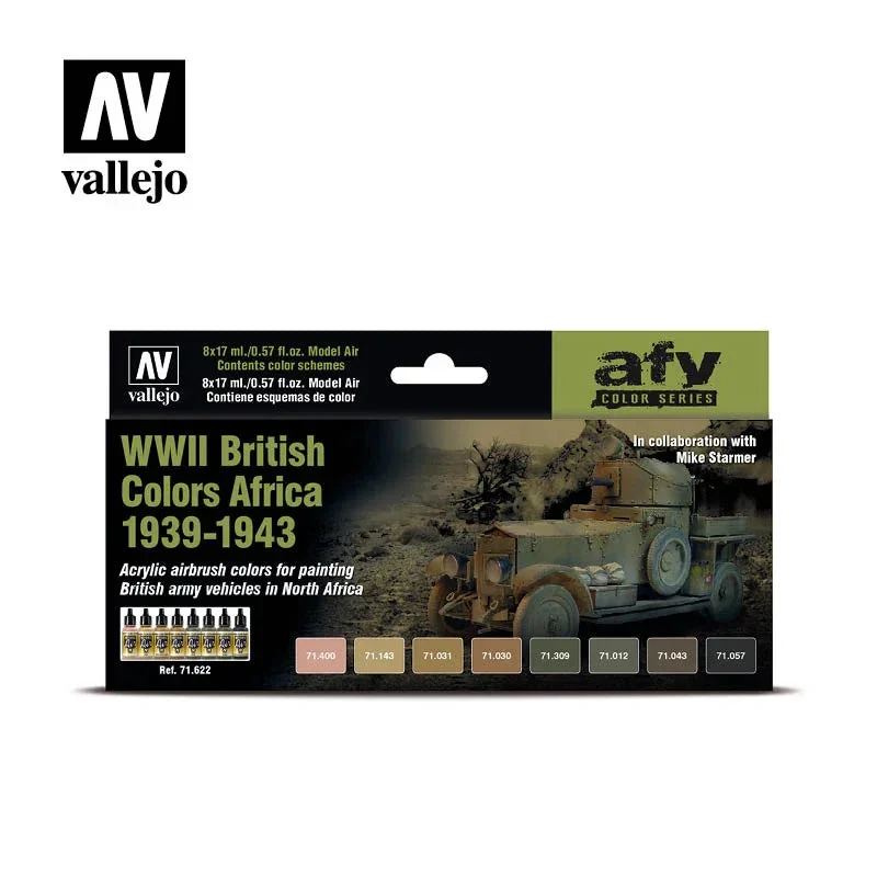 Vallejo 17ml Set of 8 (1939-1943) WWII British Colors Africa - 71622