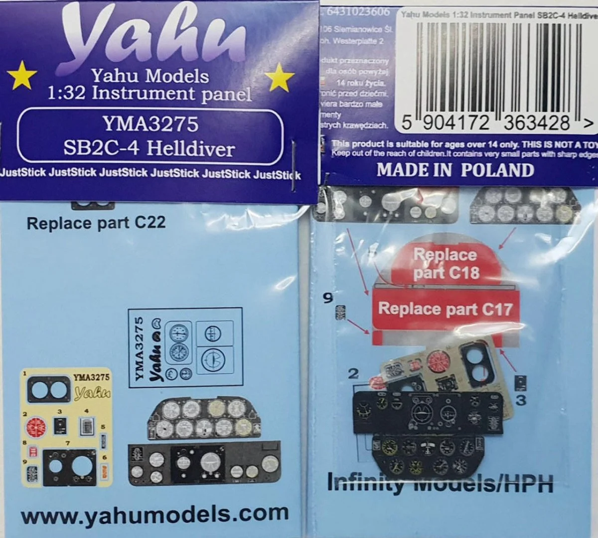 Yahu Models 1/32 YAHU Models SB2C-4 Helldiver Instrument Panel for Infinity