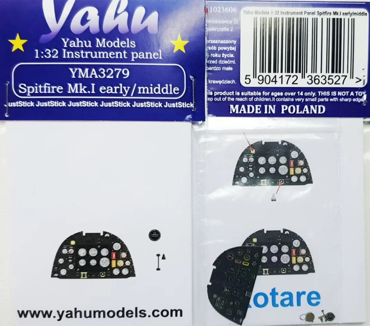 Yahu Models 1/32 YAHU Models Spitfire I Early/Mid Instrument Panel for Kotare