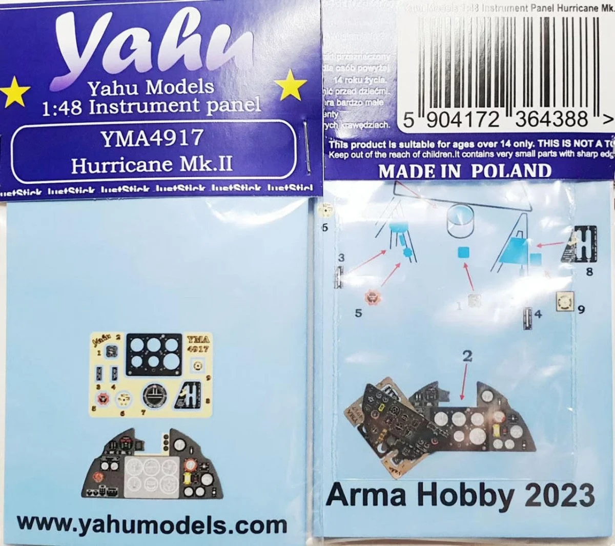 Yahu Models 1/48 YAHU Models Hurricane Mk.II Instrument Panel for Arma