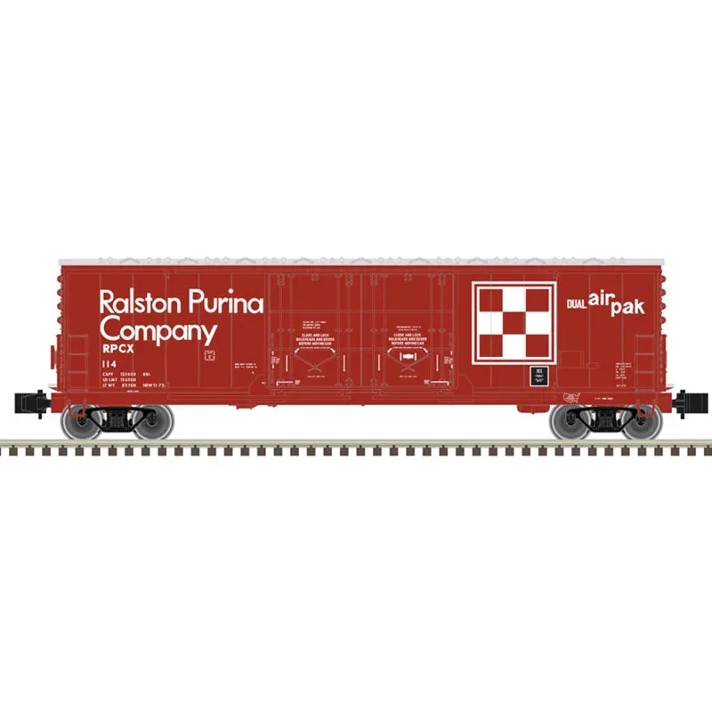 Z Atlas Master 53' Evans Double Plug Door Box Car Ralston Purina #132 - Atlas Trains