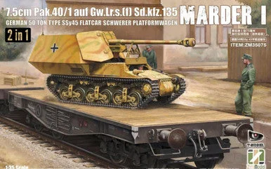 1/35 Zimi Model 7.5cm Pak.40/1 MARDER I & Flatcar Plastic Model Kit